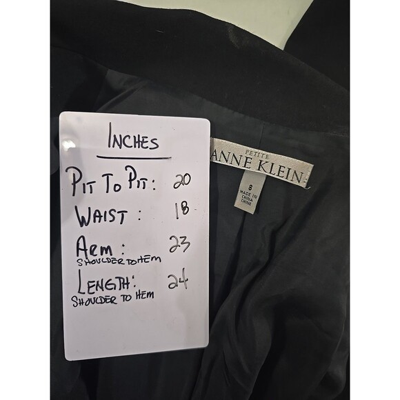 Anne Klein Black Tailored Blazer Womens Sz 10P Minimalist Classic Career Simple - Picture 6 of 9